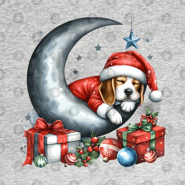 Beagle Dog On The Moon Christmas by Graceful Designs